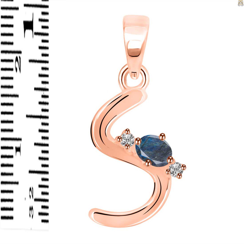 Labradorite & White Topaz Alphabet S Pendant LBD-RDA-19.