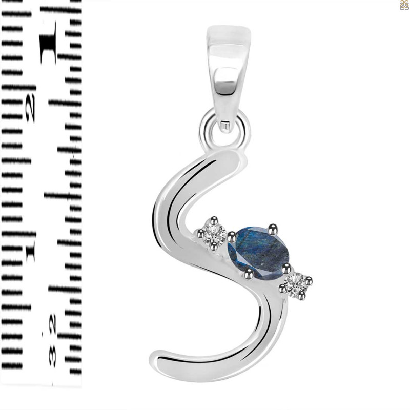 Labradorite & White Topaz Alphabet S Pendant LBD-RDA-19.