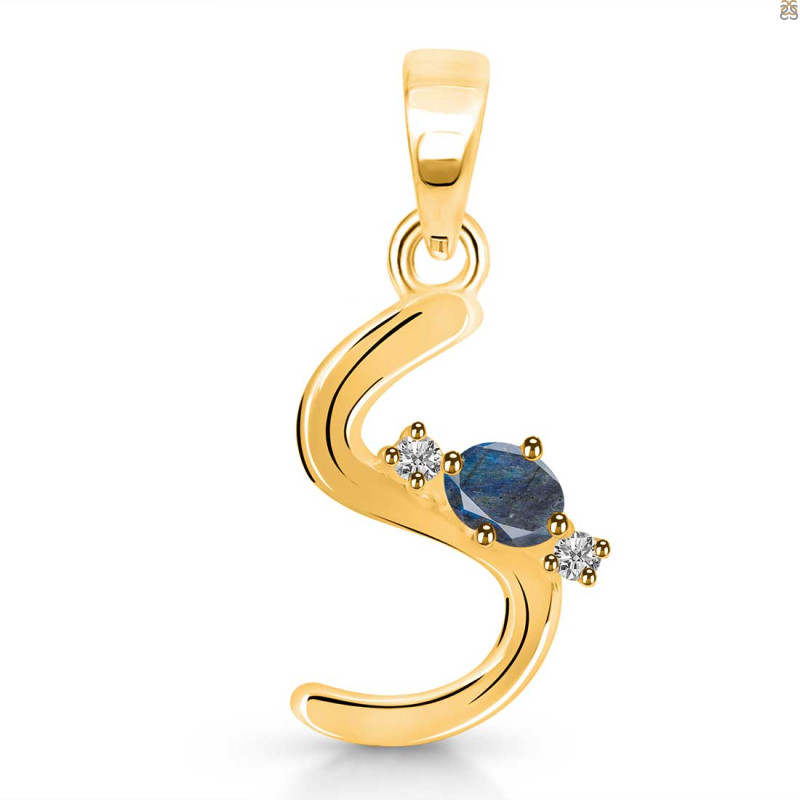 Labradorite & White Topaz Alphabet S Pendant LBD-RDA-19.