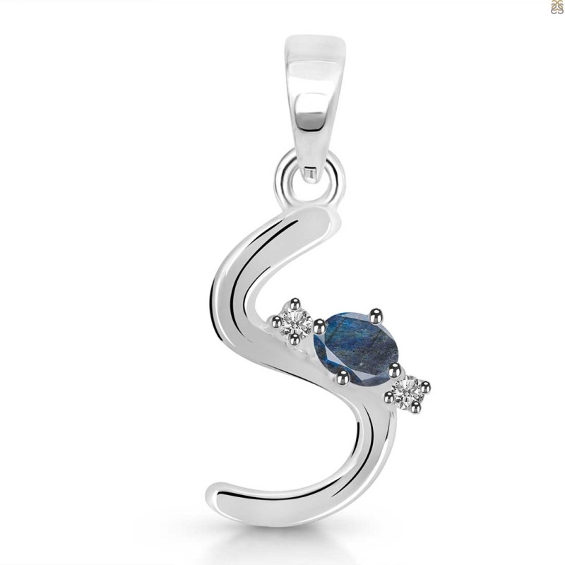 Labradorite & White Topaz Alphabet S Pendant LBD-RDA-19.