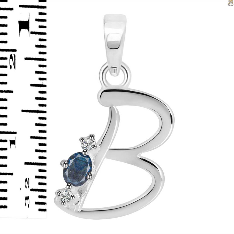 Labradorite & White Topaz Alphabet B Pendant LBD-RDA-2.