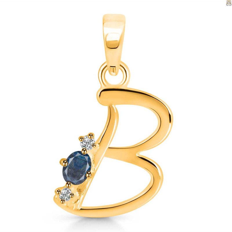 Labradorite & White Topaz Alphabet B Pendant LBD-RDA-2.