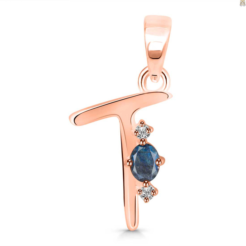 Labradorite & White Topaz Alphabet T Pendant LBD-RDA-20.