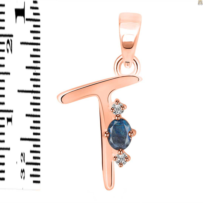 Labradorite & White Topaz Alphabet T Pendant LBD-RDA-20.