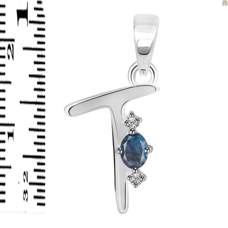 Labradorite & White Topaz Alphabet T Pendant LBD-RDA-20.