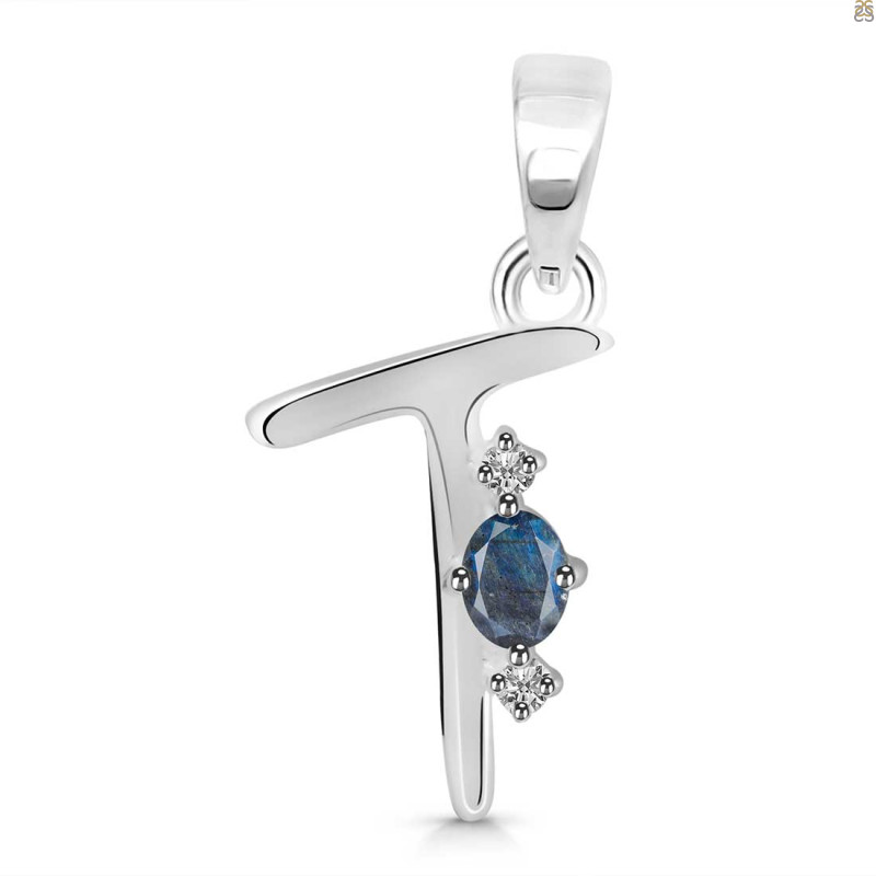 Labradorite & White Topaz Alphabet T Pendant LBD-RDA-20.