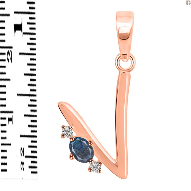 Labradorite & White Topaz Alphabet V Pendant LBD-RDA-22.