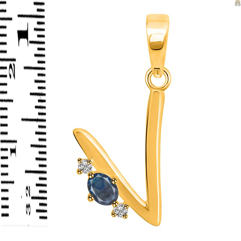 Labradorite & White Topaz Alphabet V Pendant LBD-RDA-22.