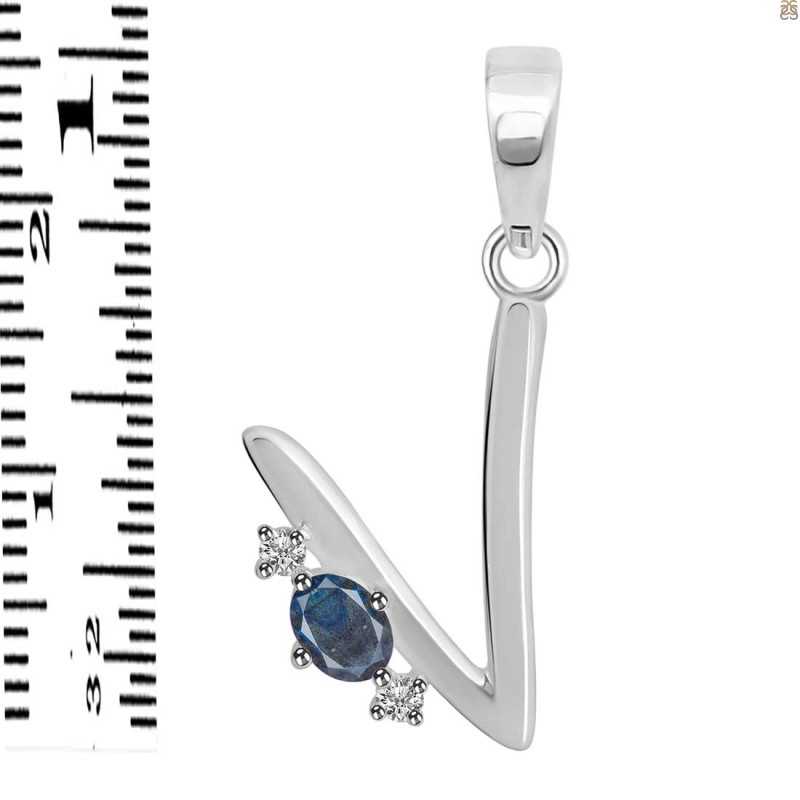 Labradorite & White Topaz Alphabet V Pendant LBD-RDA-22.