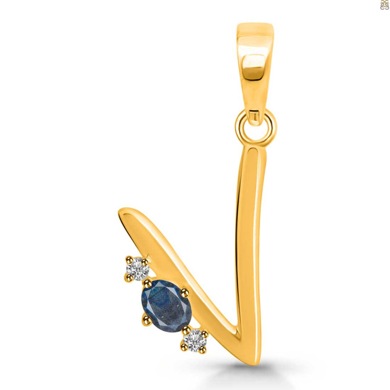 Labradorite & White Topaz Alphabet V Pendant LBD-RDA-22.