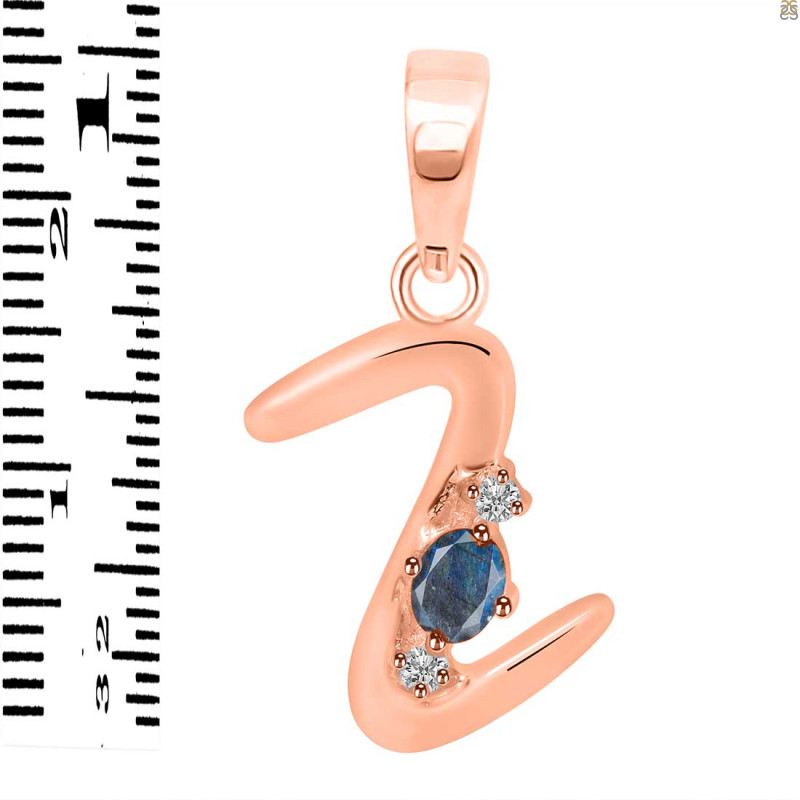 Labradorite & White Topaz Alphabet Z Pendant LBD-RDA-26.
