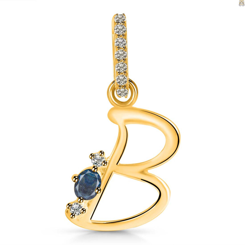Labradorite & White Topaz Alphabet B Pendant LBD-RDA-28.