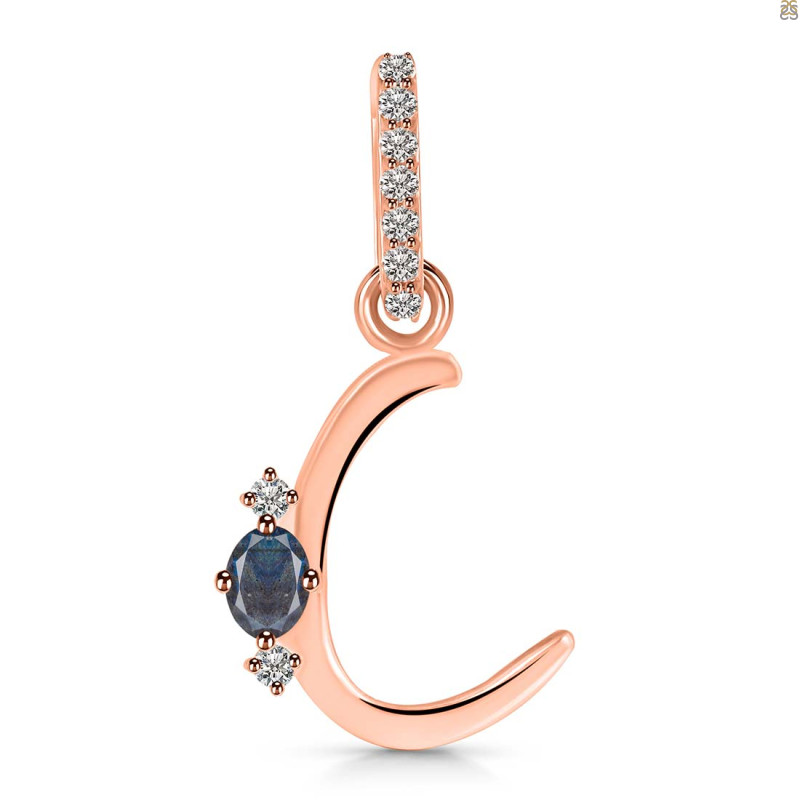 Labradorite & White Topaz Alphabet C Pendant LBD-RDA-29.