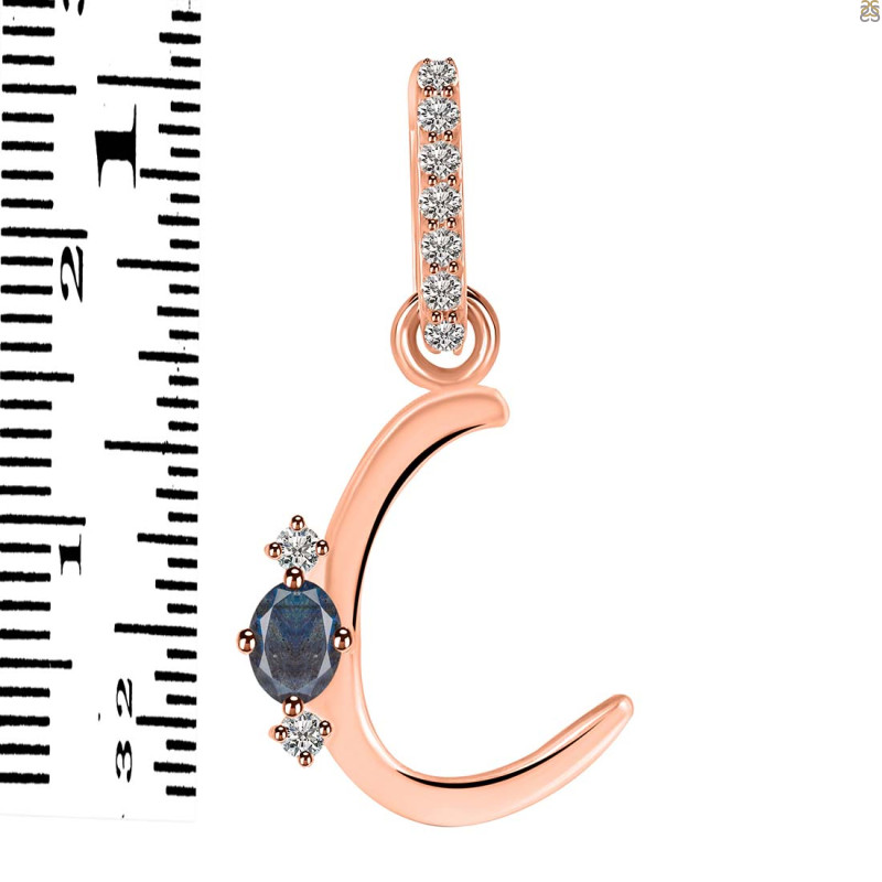 Labradorite & White Topaz Alphabet C Pendant LBD-RDA-29.