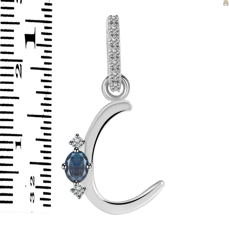 Labradorite & White Topaz Alphabet C Pendant LBD-RDA-29.