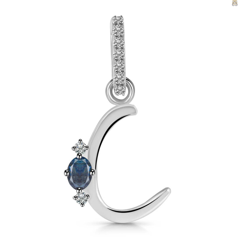 Labradorite & White Topaz Alphabet C Pendant LBD-RDA-29.
