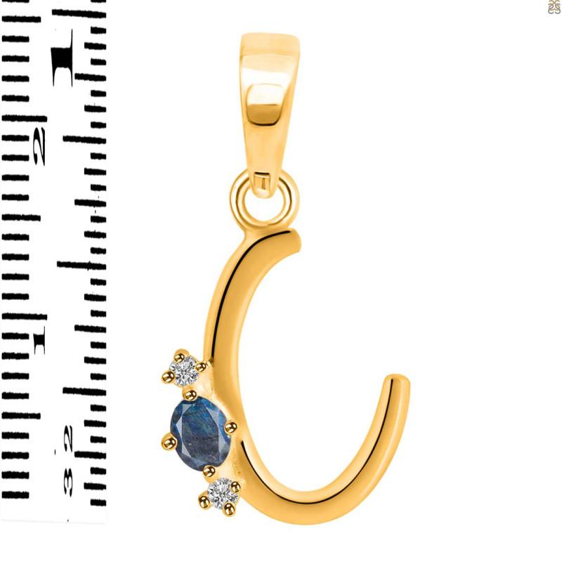 Labradorite & White Topaz Alphabet C Pendant LBD-RDA-3.