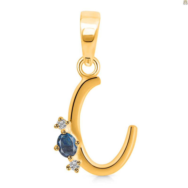 Labradorite & White Topaz Alphabet C Pendant LBD-RDA-3.