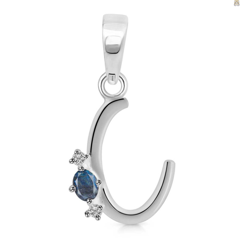 Labradorite & White Topaz Alphabet C Pendant LBD-RDA-3.
