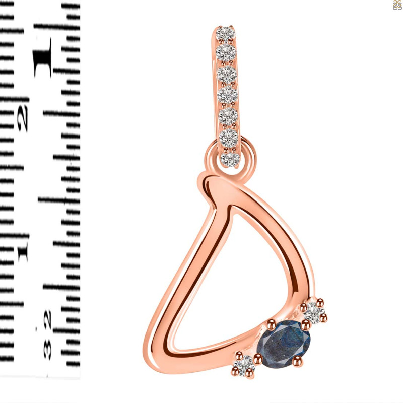 Labradorite & White Topaz Alphabet D Pendant LBD-RDA-30.