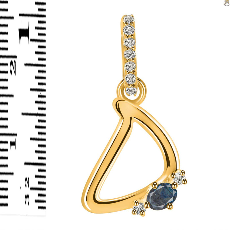 Labradorite & White Topaz Alphabet D Pendant LBD-RDA-30.