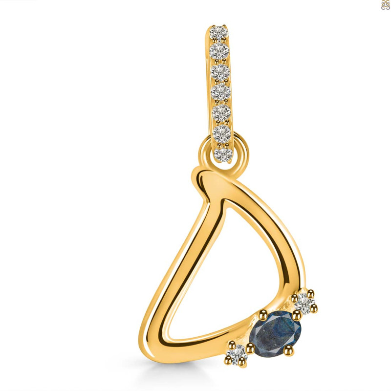 Labradorite & White Topaz Alphabet D Pendant LBD-RDA-30.