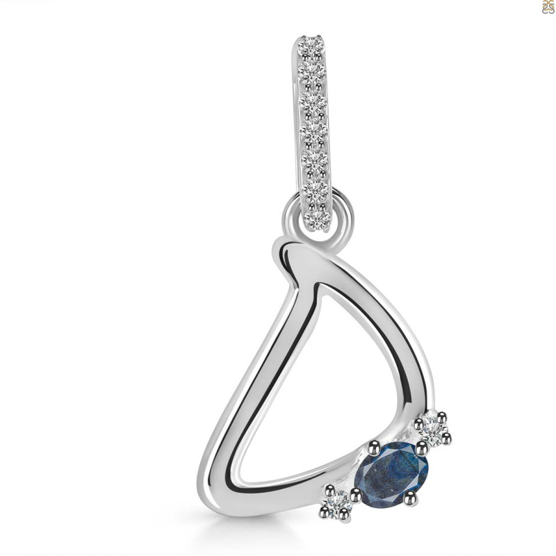 Labradorite & White Topaz Alphabet D Pendant LBD-RDA-30.