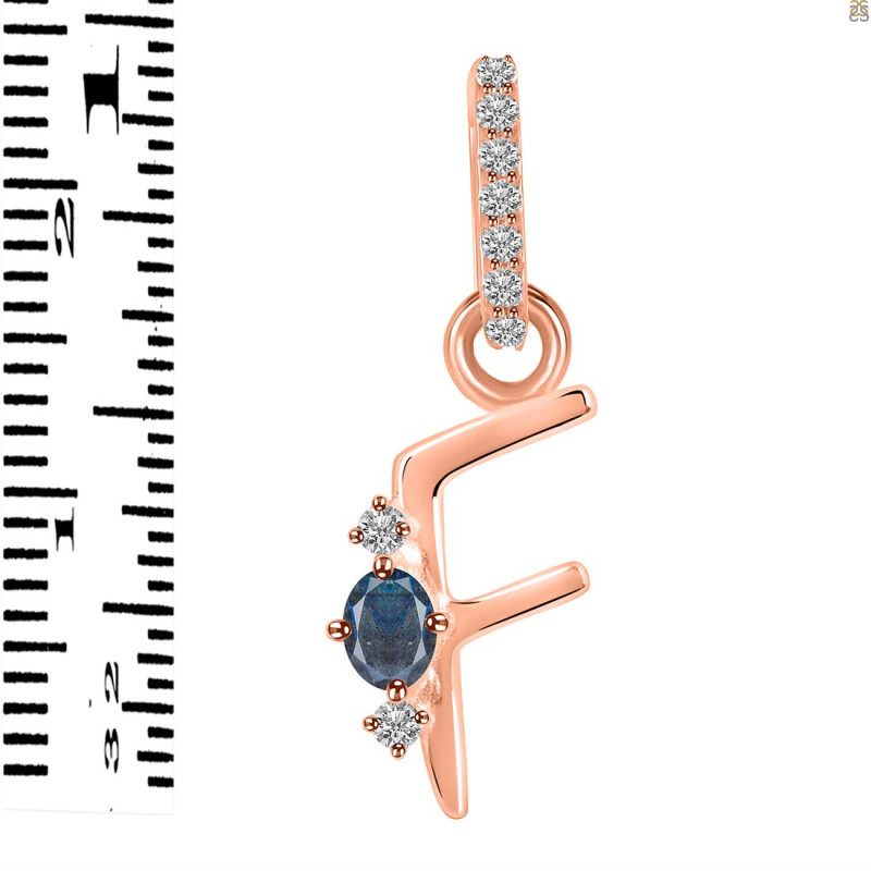 Labradorite & White Topaz Alphabet F Pendant LBD-RDA-32.