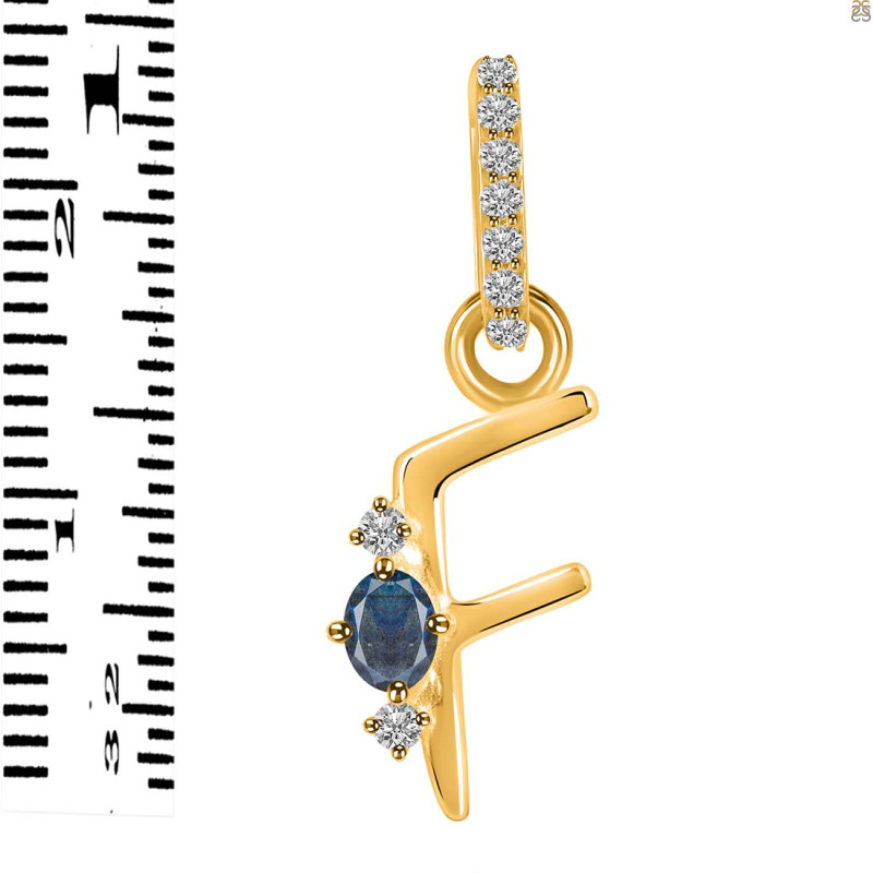 Labradorite & White Topaz Alphabet F Pendant LBD-RDA-32.