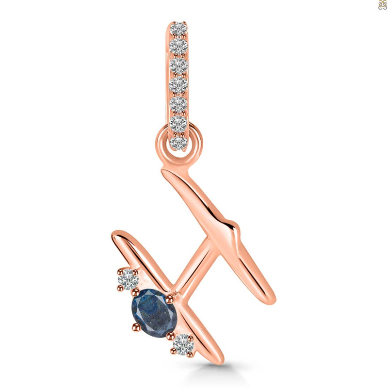 Labradorite & White Topaz Alphabet H Pendant LBD-RDA-34.