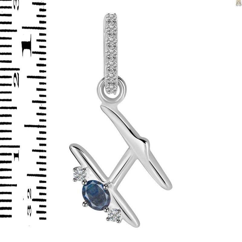 Labradorite & White Topaz Alphabet H Pendant LBD-RDA-34.