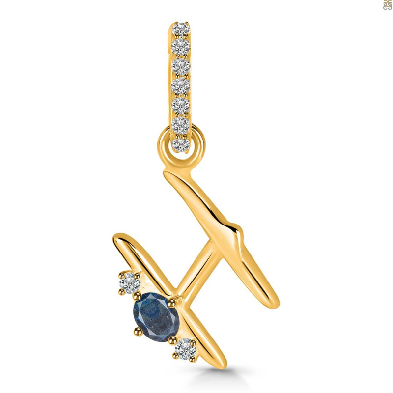 Labradorite & White Topaz Alphabet H Pendant LBD-RDA-34.