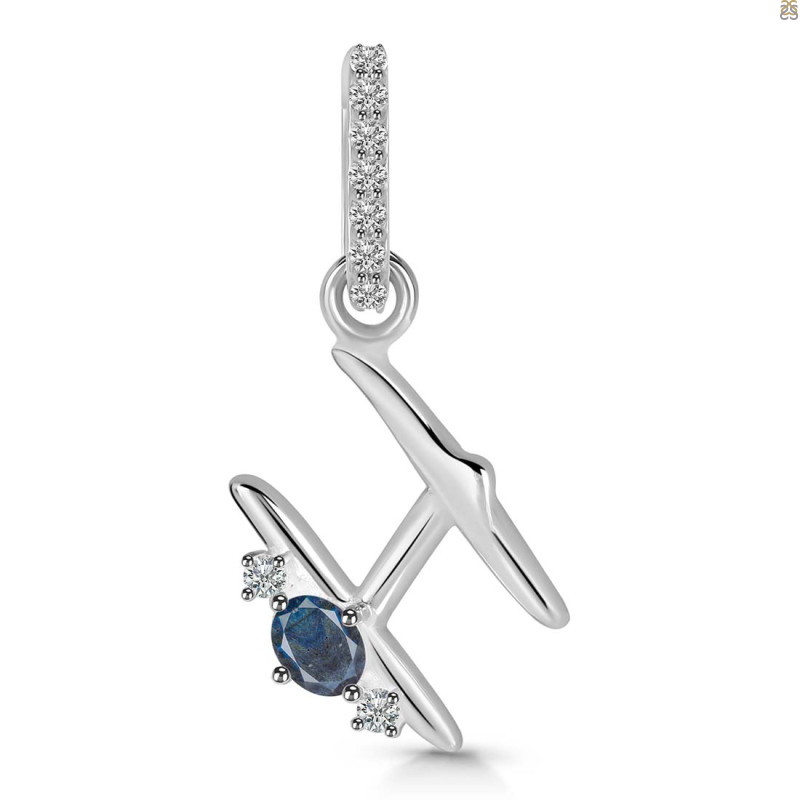 Labradorite & White Topaz Alphabet H Pendant LBD-RDA-34.