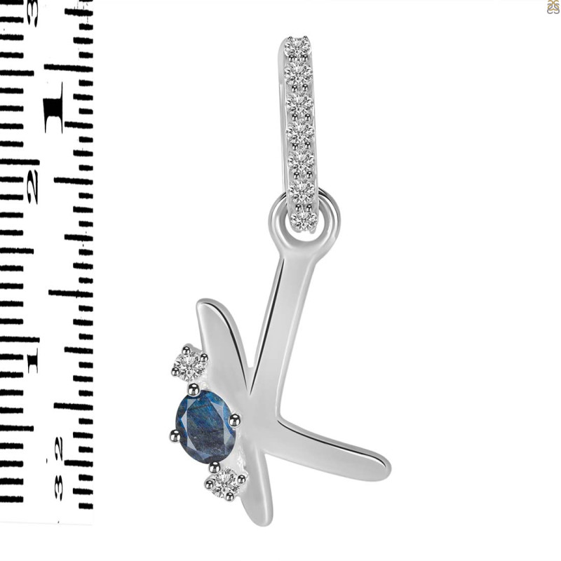 Labradorite & White Topaz Alphabet K Pendant LBD-RDA-37.