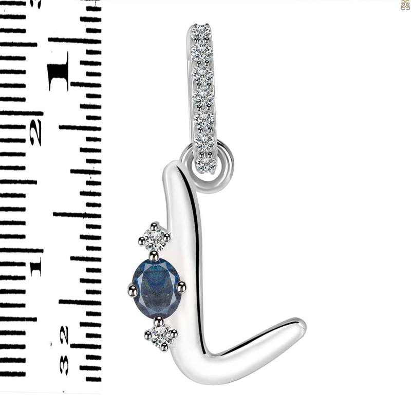 Labradorite & White Topaz Alphabet L Pendant LBD-RDA-38.
