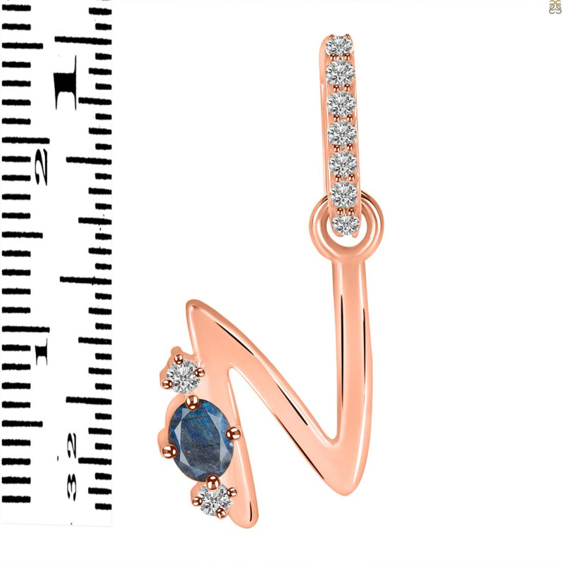 Labradorite & White Topaz Alphabet N Pendant LBD-RDA-40.