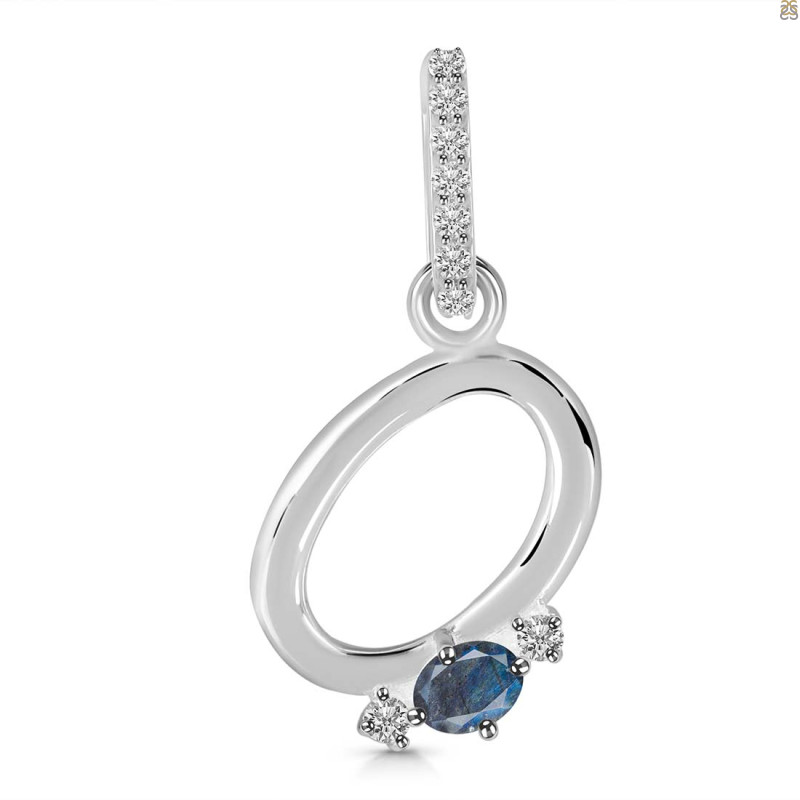 Labradorite & White Topaz Alphabet O Pendant LBD-RDA-41.