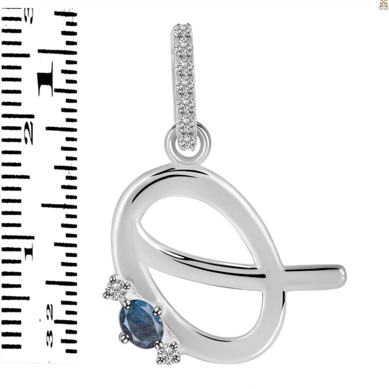 Labradorite & White Topaz Alphabet Q Pendant LBD-RDA-43.