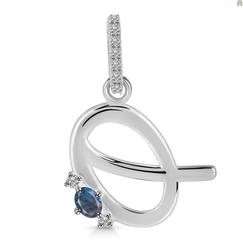Labradorite & White Topaz Alphabet Q Pendant LBD-RDA-43.