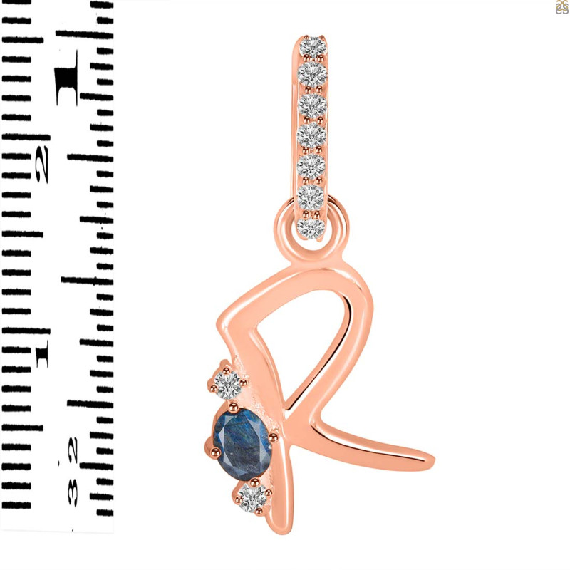 Labradorite & White Topaz Alphabet R Pendant LBD-RDA-44.
