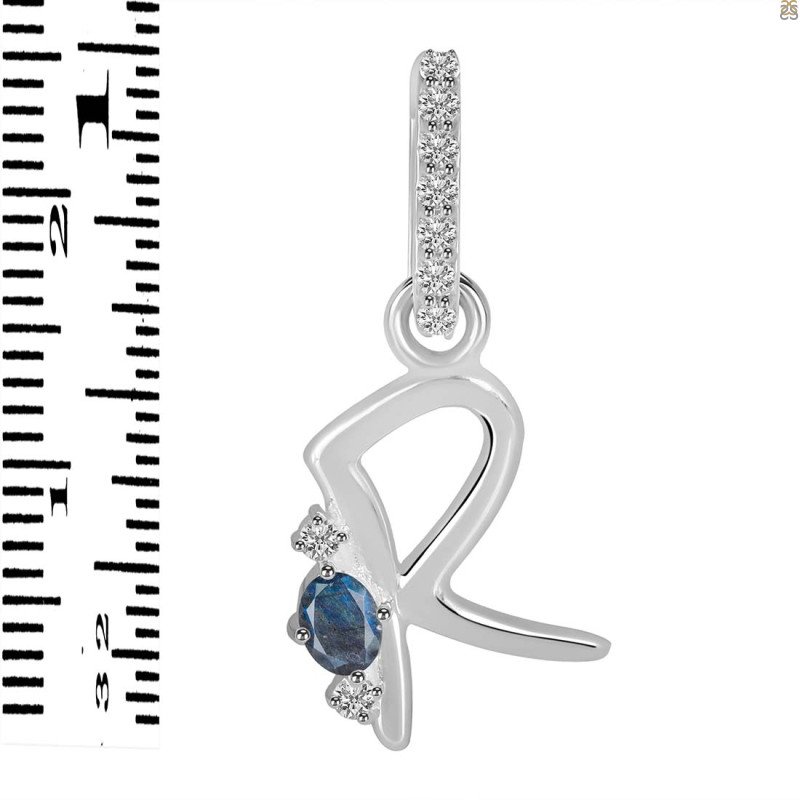 Labradorite & White Topaz Alphabet R Pendant LBD-RDA-44.