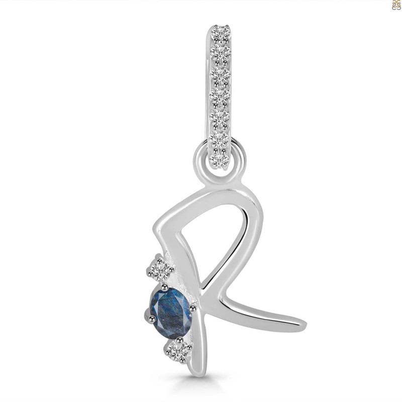 Labradorite & White Topaz Alphabet R Pendant LBD-RDA-44.