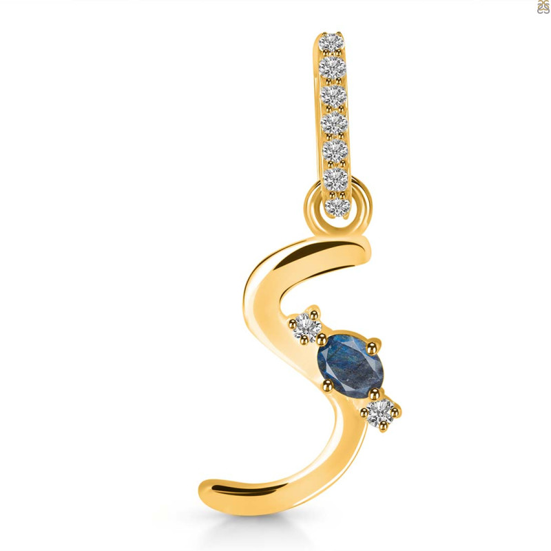 Labradorite & White Topaz Alphabet S Pendant LBD-RDA-45.