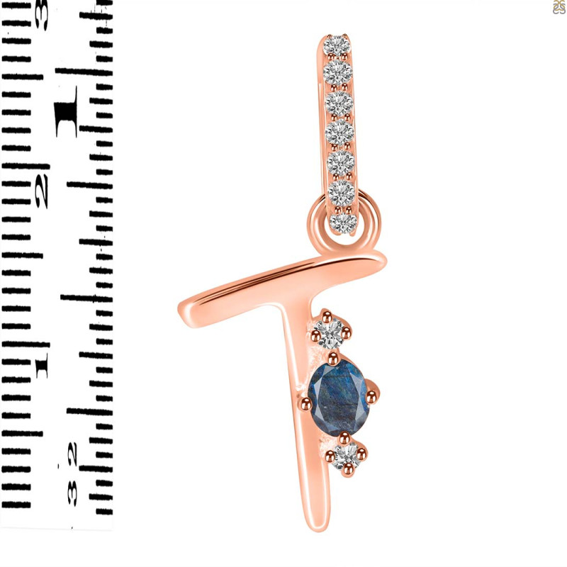 Labradorite & White Topaz Alphabet T Pendant LBD-RDA-46.