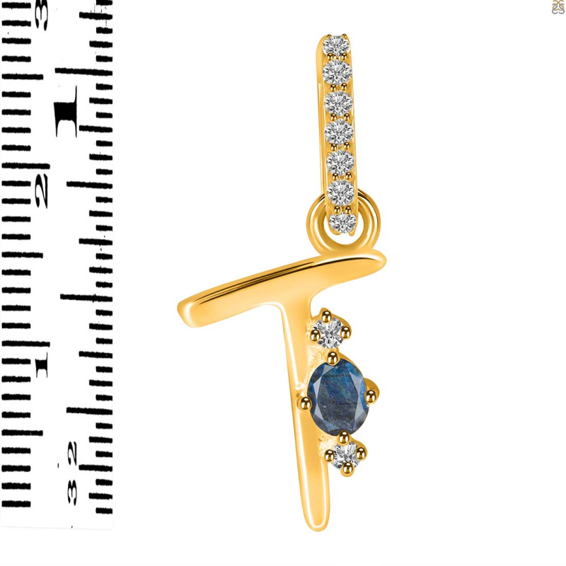 Labradorite & White Topaz Alphabet T Pendant LBD-RDA-46.