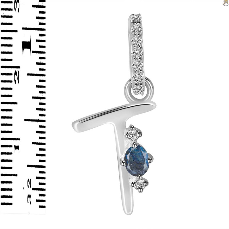 Labradorite & White Topaz Alphabet T Pendant LBD-RDA-46.