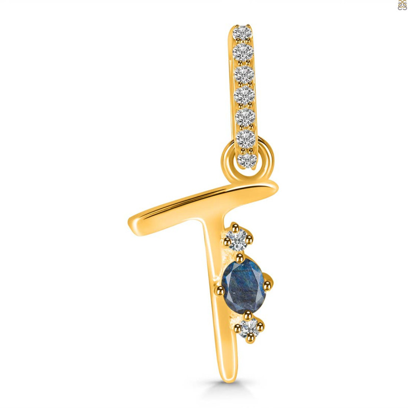 Labradorite & White Topaz Alphabet T Pendant LBD-RDA-46.