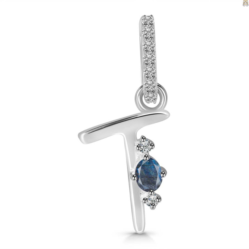 Labradorite & White Topaz Alphabet T Pendant LBD-RDA-46.