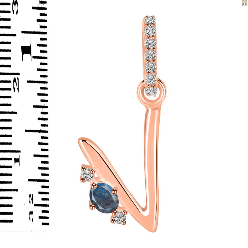 Labradorite & White Topaz Alphabet V Pendant LBD-RDA-48.