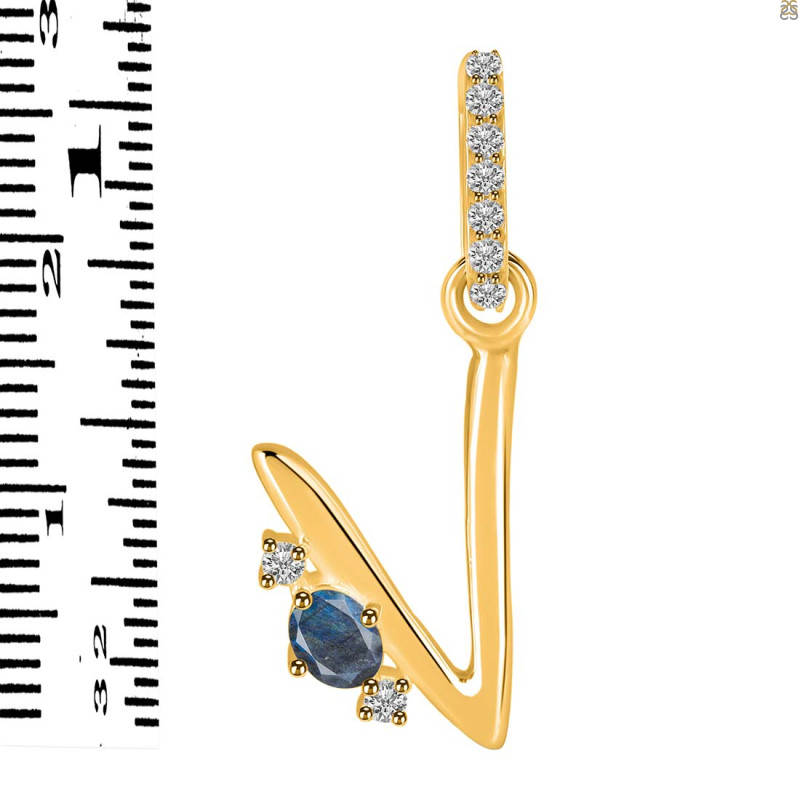 Labradorite & White Topaz Alphabet V Pendant LBD-RDA-48.